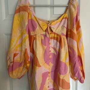 Colorful Women's Top with Button Detail